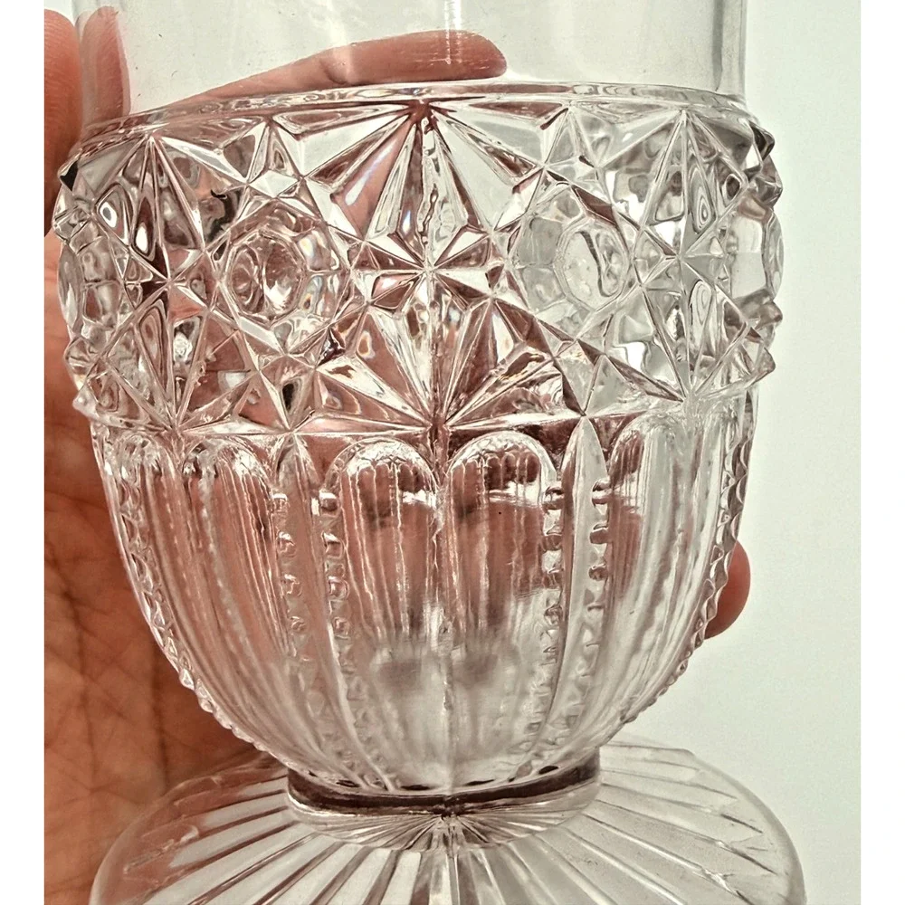 Antique EAPG Early American Pattern Glass Celery Vase Victorian Starburst Fluted